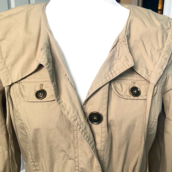 Ann Taylor LOFT Khaki Safari Style Utility Jacket Small Petite - Picture 3 of 14